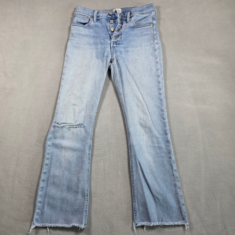 J.Crew Jeans Womens Size 24 Blue Demi-Boot Crop High Rise Button Fly Stretch